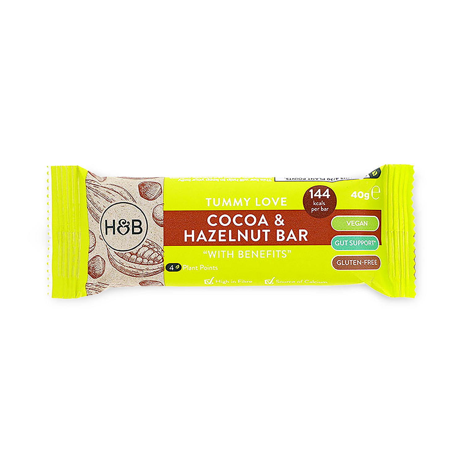 Holland & Barrett Tummy Love Cocoa Hazelnut Bar with Benefits 40g - 998354