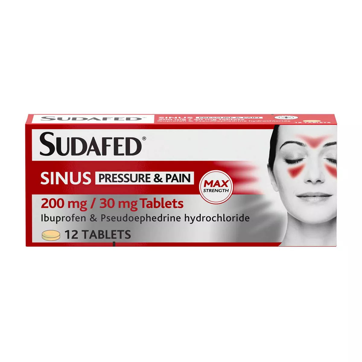Sudafed Sinus Pressure & Pain 200mg/30mg tablets - 12 tablets - McGrocer