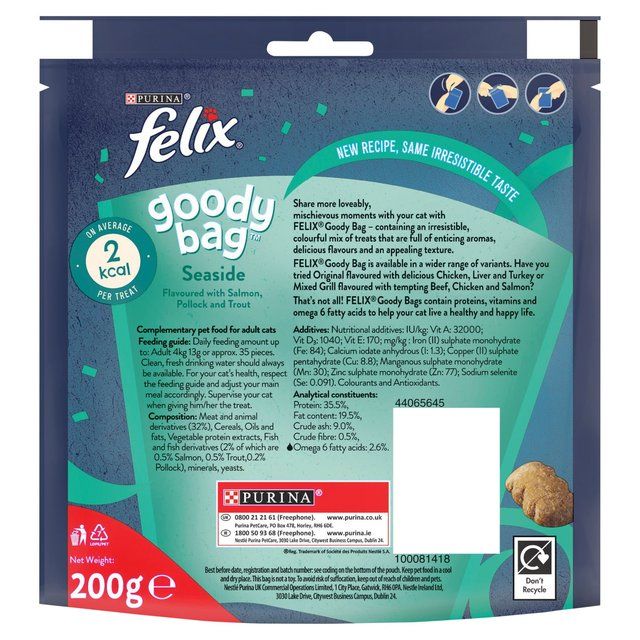 Felix Goody Bag Seaside Salmon Pollock &amp;amp; Trout Cat Treats   200g