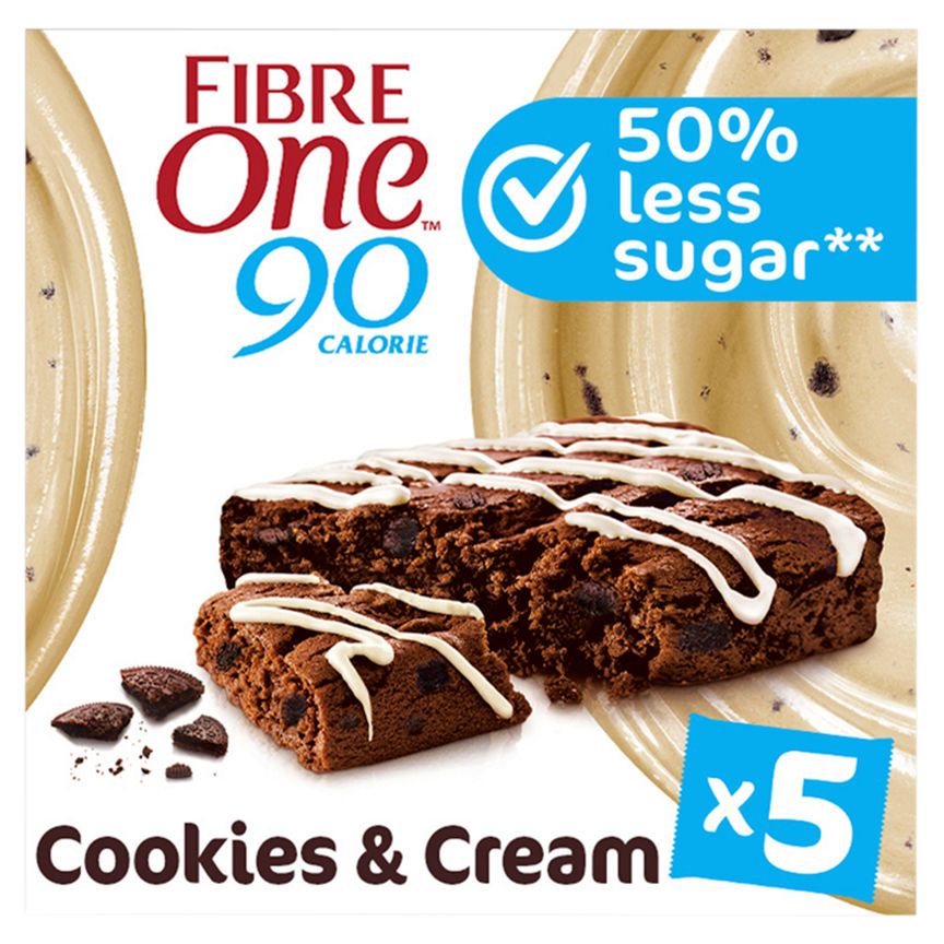 Fibre One 90 Calorie Cookies &amp;amp; Cream Drizzle Squares