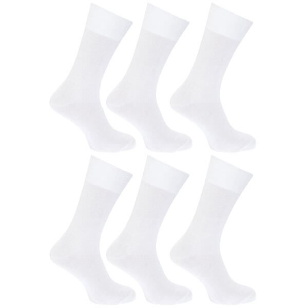FLOSO Womens Plain Cotton Socks (Pack Of 6) (UK Shoe 4-7) White