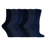 Gentle Grip 6 Pairs Ladies Diabetic Sock 4-8 UK Dark Blue 37