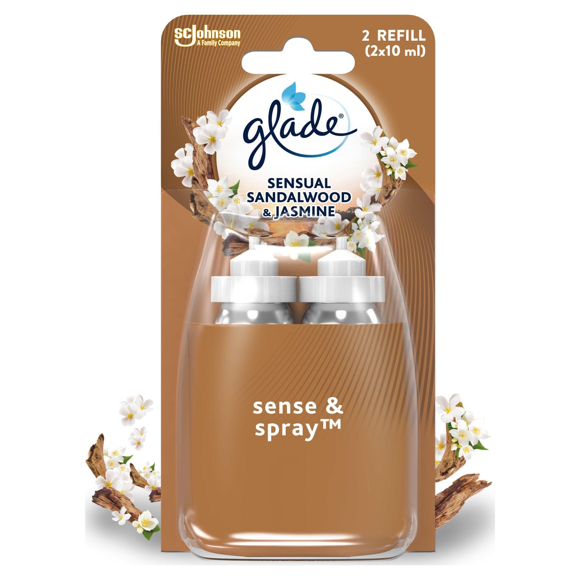 Glade Sense &amp;amp; Spray Air Freshener Twin Refill Sandalwood &amp;amp; Jasmine 2x18ml