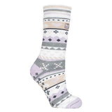 Heat Holders Ladies Fairisle Thermal Slipper Socks 4-8 UK Lilac / Grey