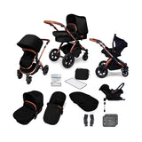 Ickle Bubba Stomp V4 travel system with galaxy car seat &amp;amp; isofix base bronze colour/midnight