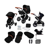 Ickle Bubba Stomp V4 travel system with galaxy car seat &amp;amp; isofix base chrome/midnight