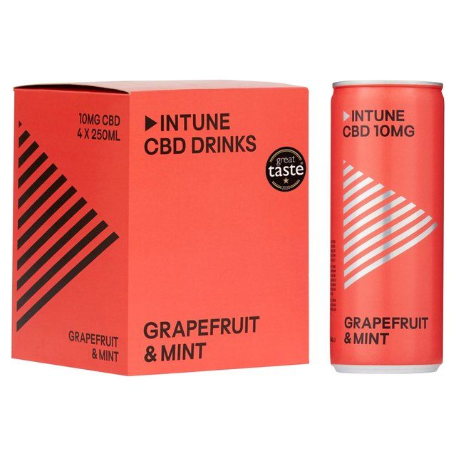 INTUNE Grapefruit &amp;amp; Mint Sparkling CBD Drink   4 x 250ml