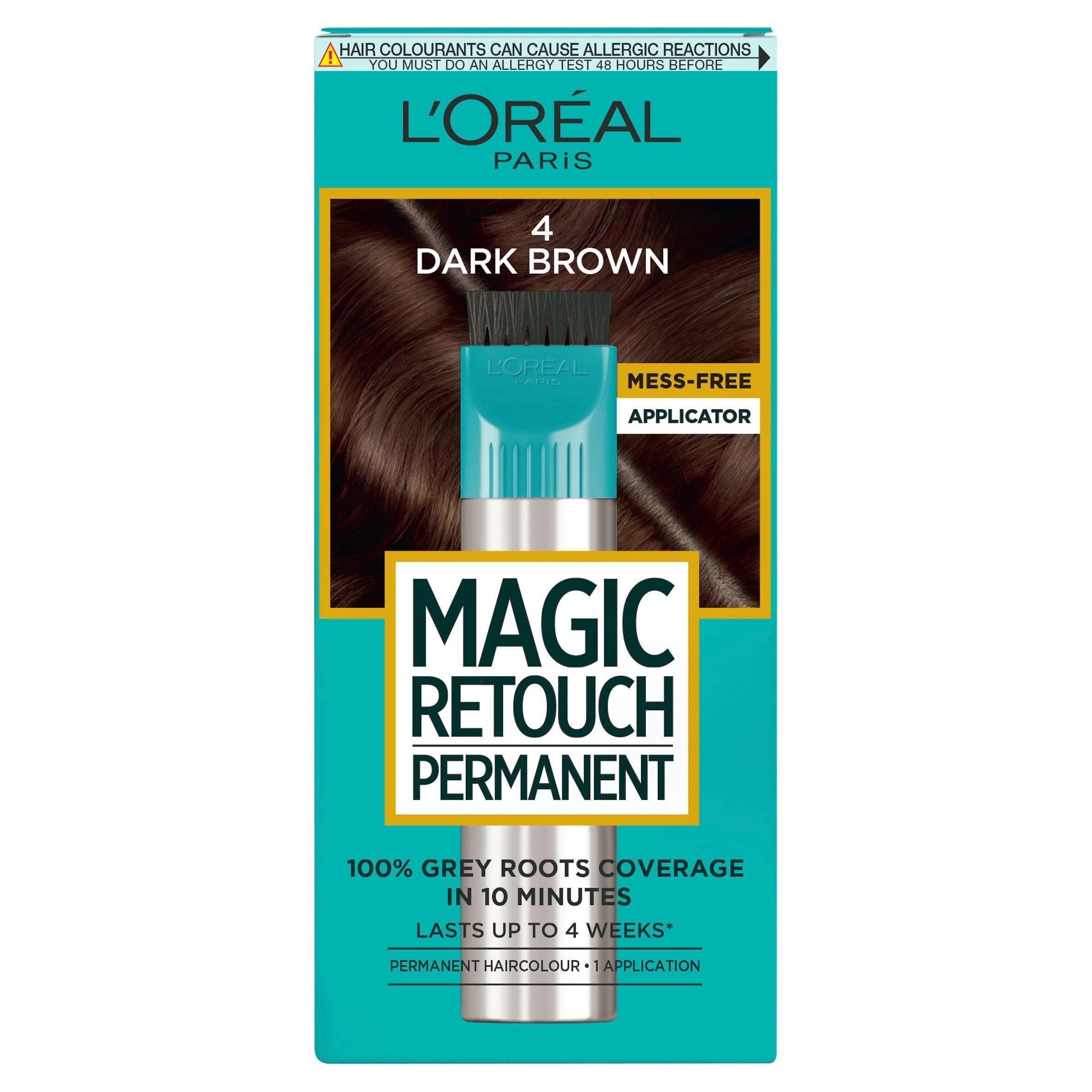 L'Or&amp;eacute;al Magic Retouch Permanent Root Concealer Touching Up Dark Brown 4 Grey Hair Dye