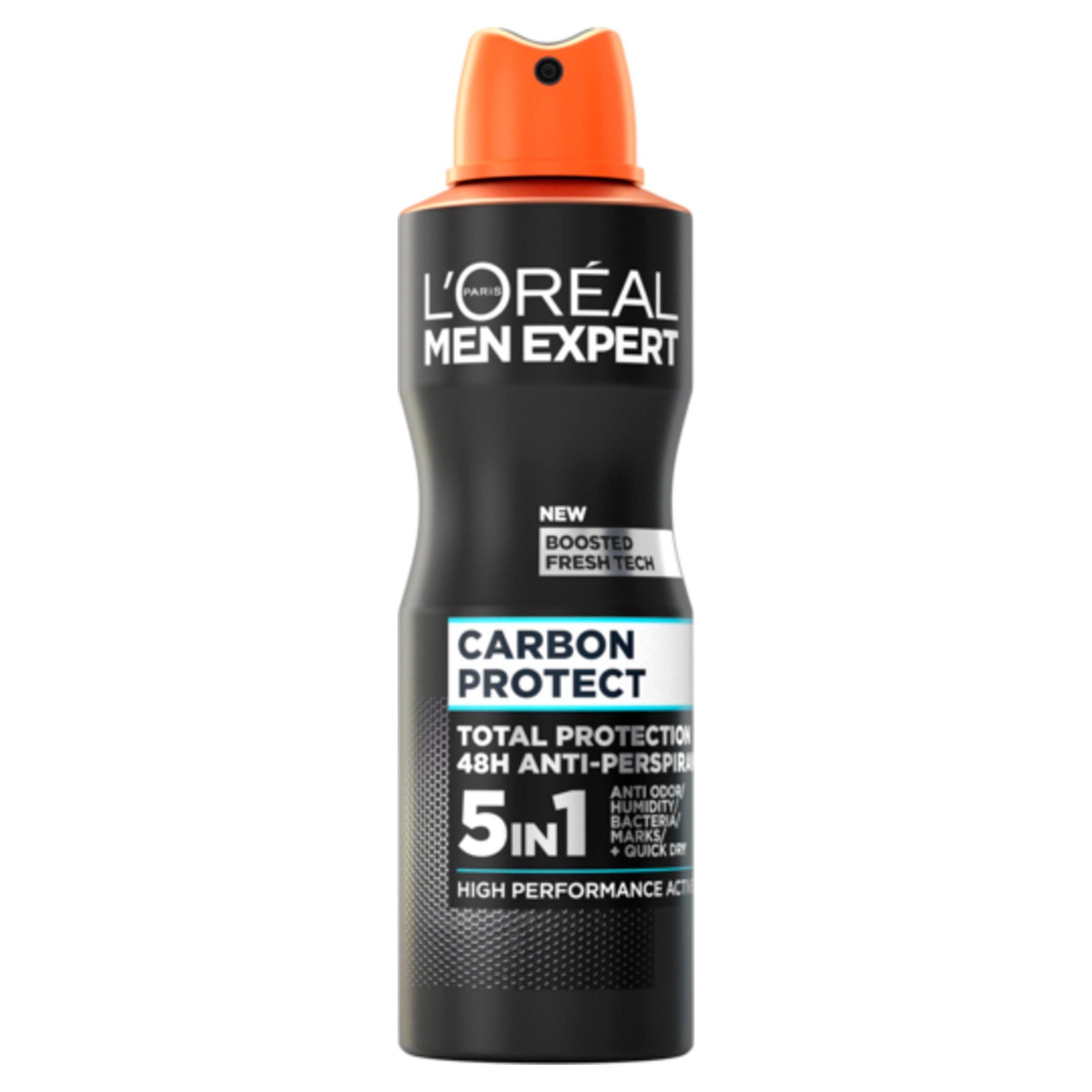 L'Or&amp;eacute;al Men Expert Carbon Protect Anti Perspirant 5in1 Men's Spray Deodorant 250ml
