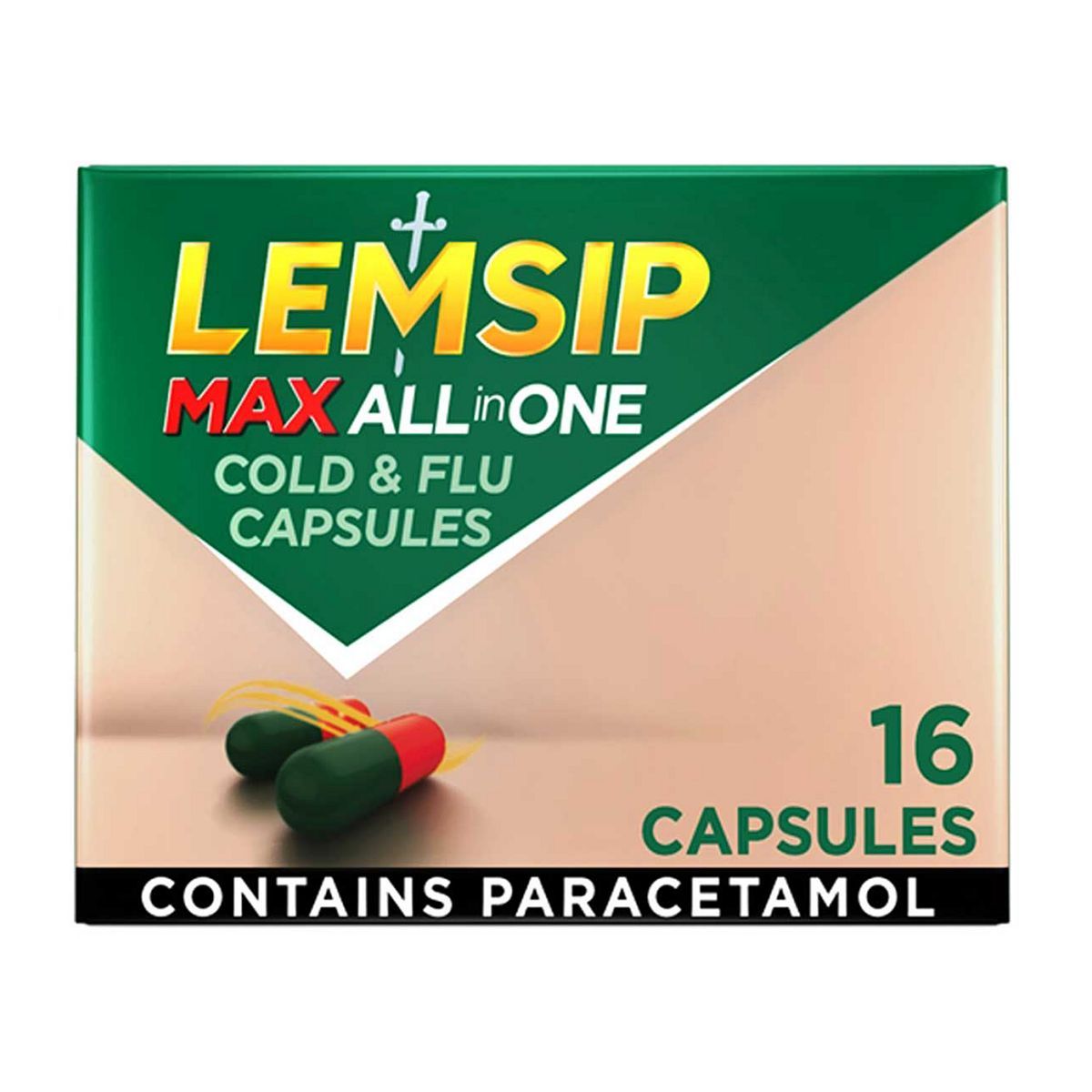 Lemsip Max All in One Capsules Cold &amp;amp; Flu Sore Throat - 16 Capsules