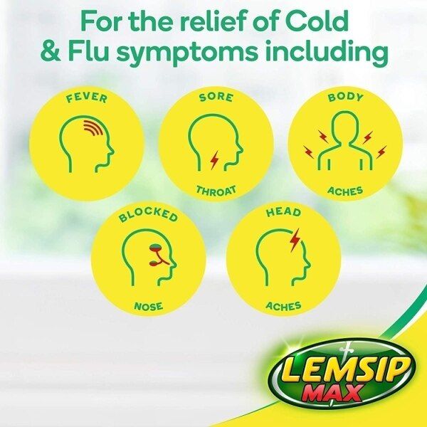 Lemsip Max Cold &amp;amp; Flu Lemon Sachets Paracetamol 16s