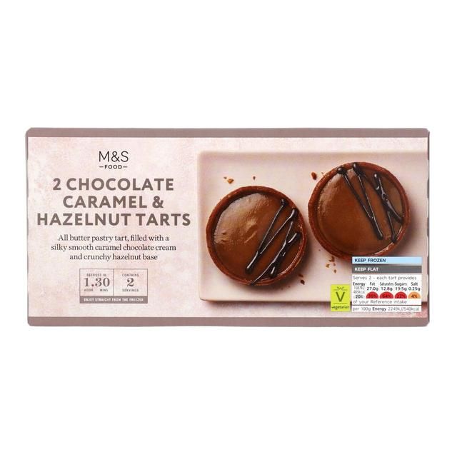 M&amp;amp;S 2 Chocolate Caramel &amp;amp; Hazelnut Tarts Frozen   150g