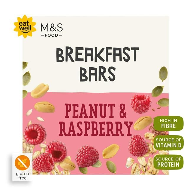 M&amp;amp;S 4 Peanut and Raspberry Breakfast Bars   4 x 38g