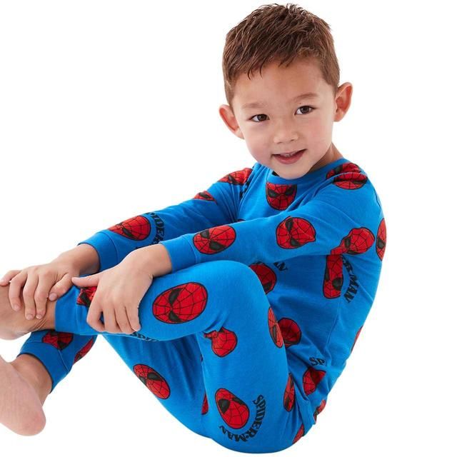 M&amp;amp;S TB CE Spiderman Pure Cotton Pyjamas Blue Mix 3-4 Y