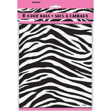 Unique Party Zebra Print Party Bags (Pack of 8)