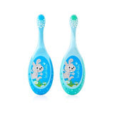 Brosse à dents pour bébé FlossBrush™ (0-3 ans) - Lot de 2 - Bleu et turquoise
