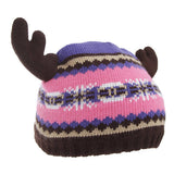 Bonnet d'hiver FLOSO pour enfants, motif Fair Isle, avec bois d'élan
