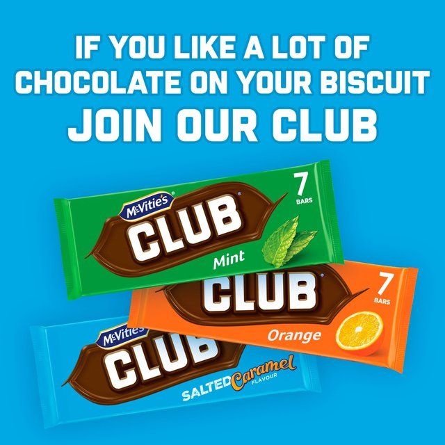 McVitie's Club Salted Caramel Flavour Chocolate Biscuit Bars Multipack   7 x 23g