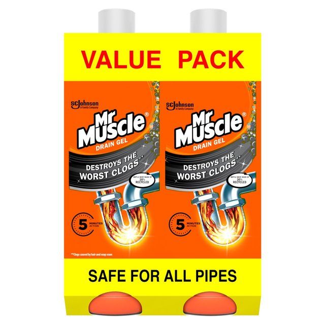 Mr Muscle Power Gel Drain &amp;amp; Sink Unblocker Twin Pack   2 x 1L