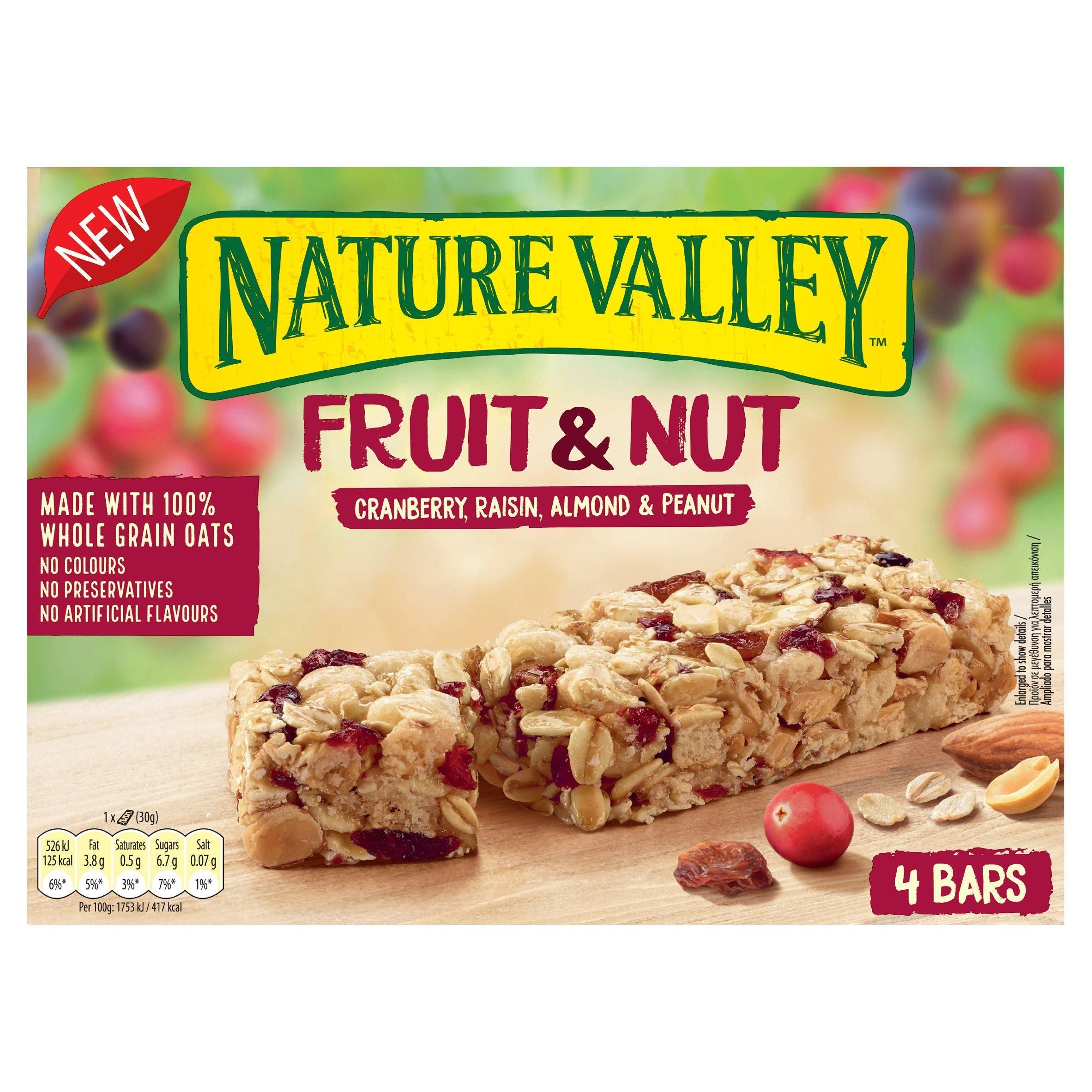Nature Valley Fruit &amp;amp; Nut Cranberry Raisin Almond &amp;amp; Peanut Bars 4x30g