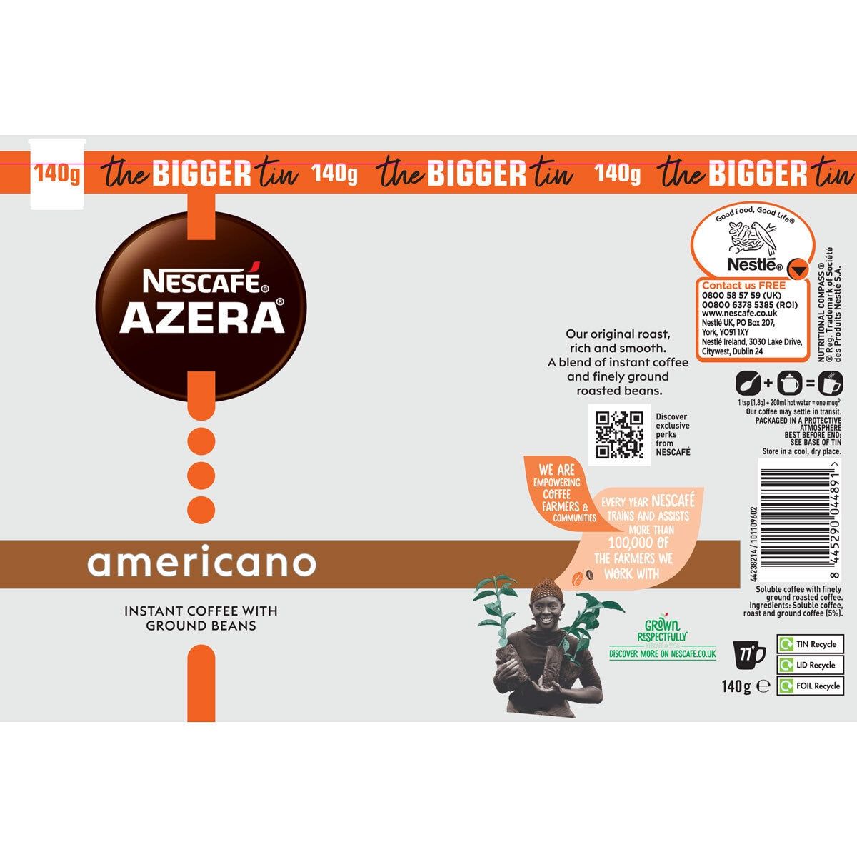 Nescaf&amp;eacute; Azera Americano Coffee with Ground Beans, 3 x 140g