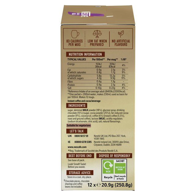 Nescafe Gold Double Choc Mocha Instant Coffee Sachets   12 per pack