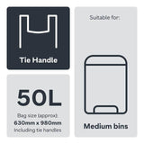 Ocado Medium Swing Bin Liner Tie Handles 50L   30 per pack