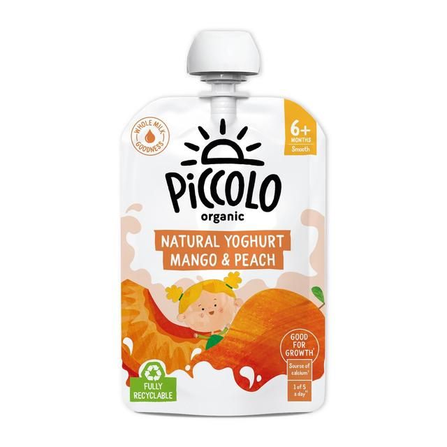 Piccolo Organic Natural Yoghurt Mango &amp;amp; Peach Stage 1   100g