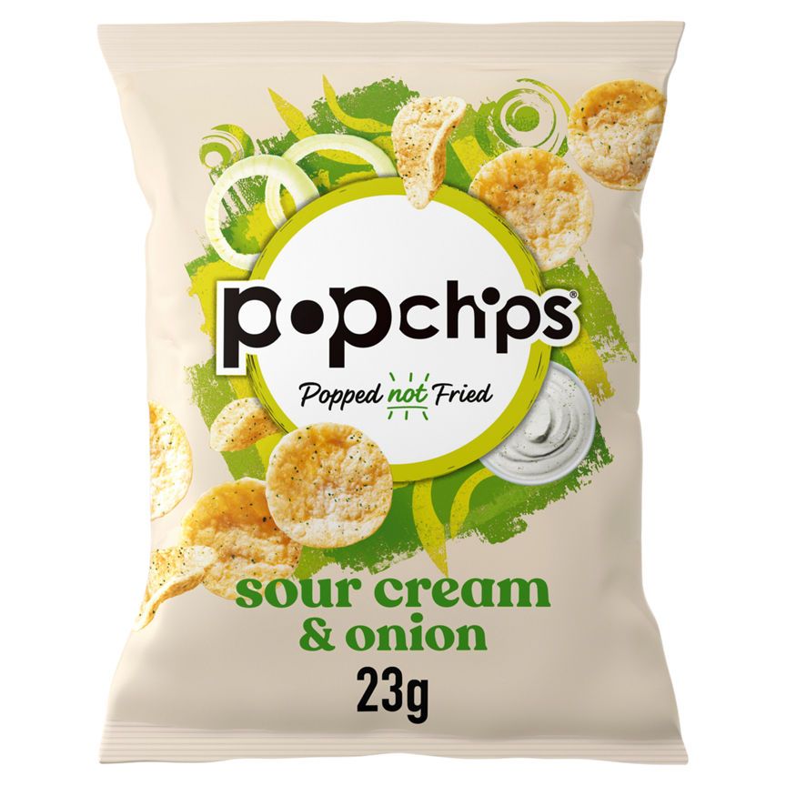 Popchips Sour Cream &amp;amp; Onion Flavour Potato Snacks 23g