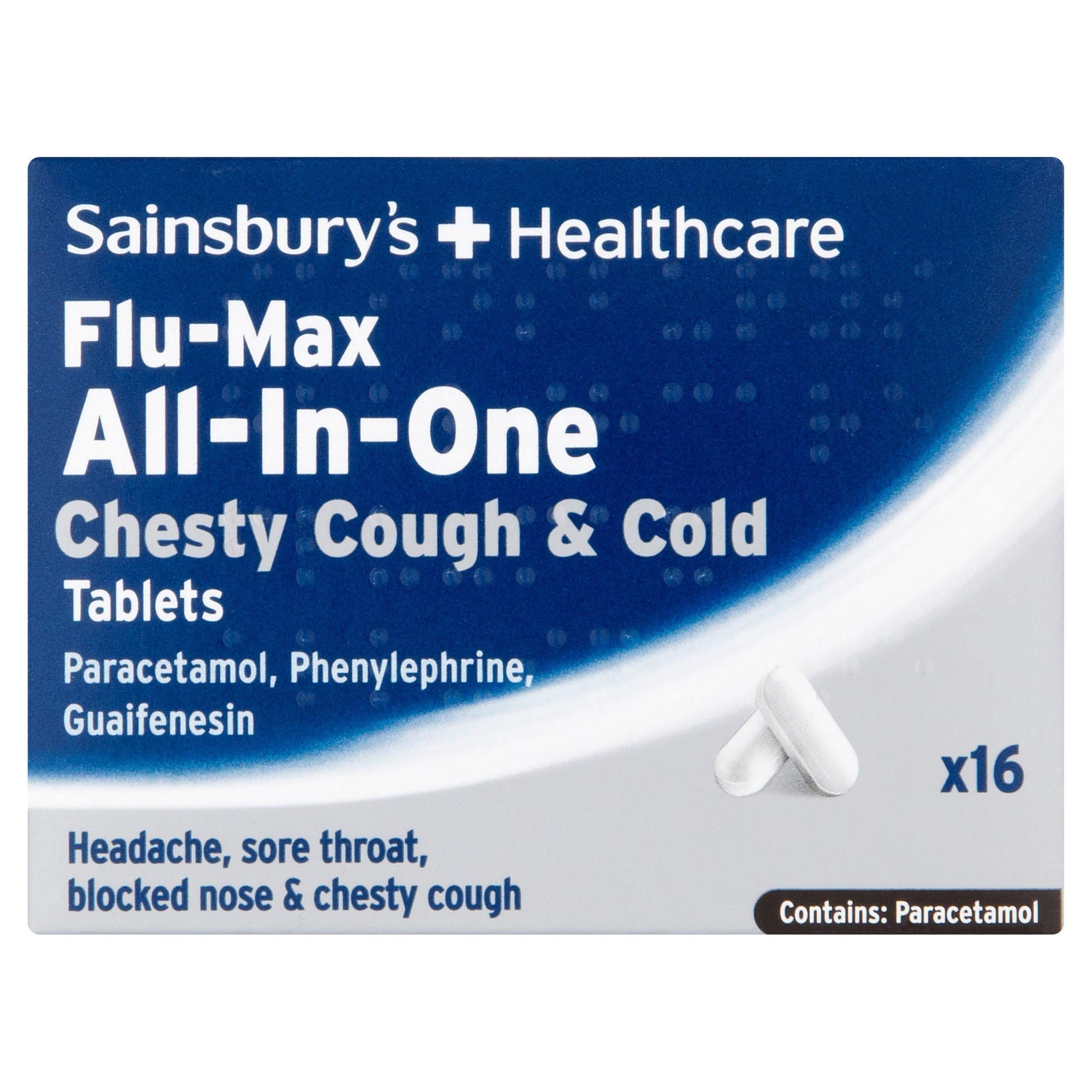 Sainsbury's Flu-Max All In one Cough &amp;amp; Cold Tablets x16