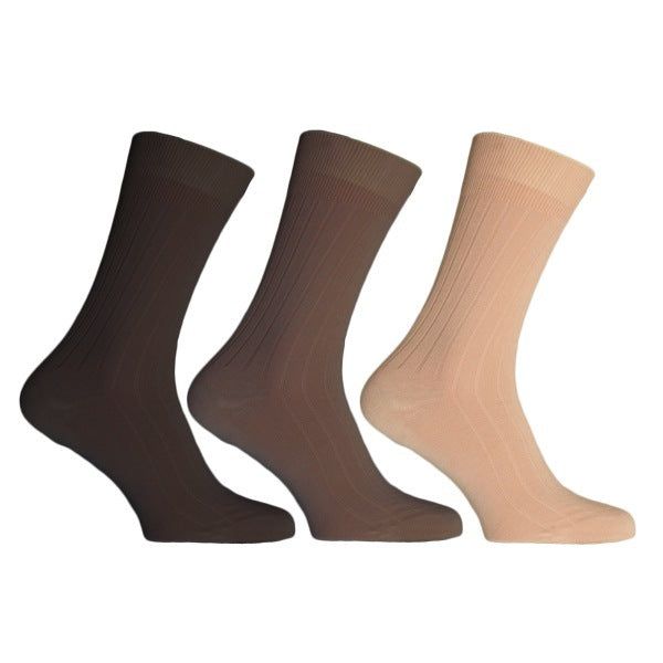Simply s Mens Egyptian Cotton Socks (Pack Of 3) (12.5-14.5) Shades of Brown / 1EA