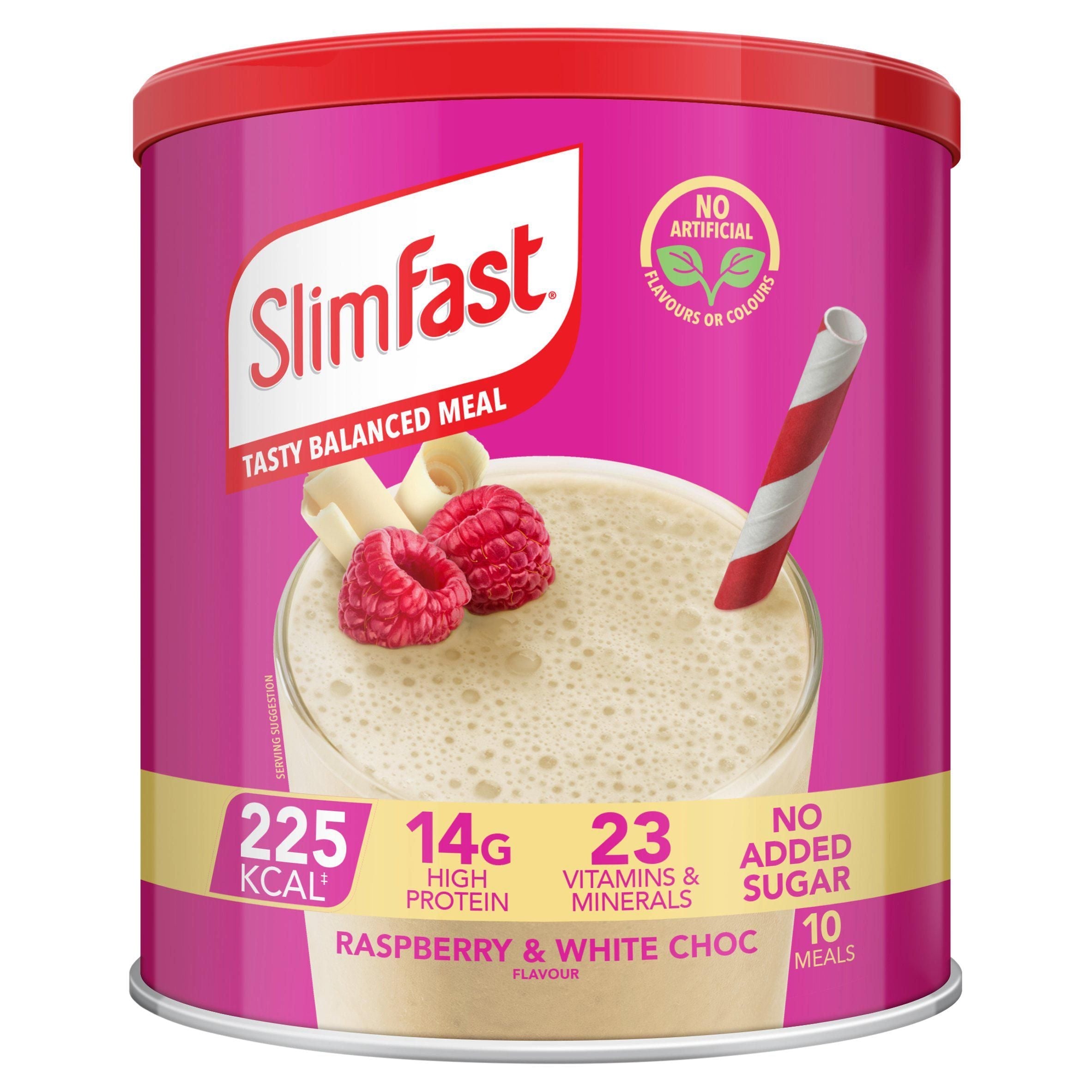 SlimFast Meal Replacement Shake Powder Tin Raspberry &amp;amp; White Chocolate Flavour 10 meals 365g
