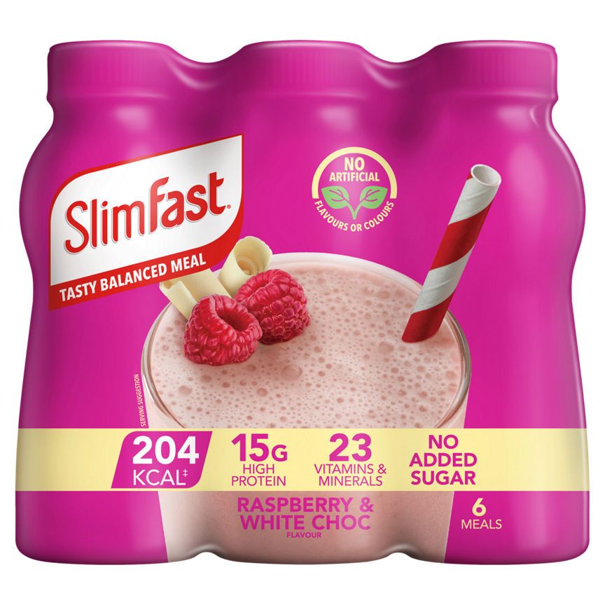SlimFast Raspberry &amp;amp; White Choc Flavour 6 x 325ml (1.95l)